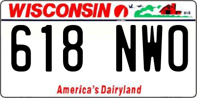 WI license plate 618NWO
