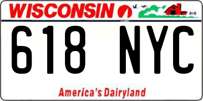 WI license plate 618NYC