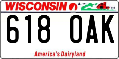 WI license plate 618OAK