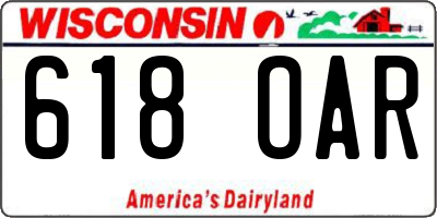 WI license plate 618OAR