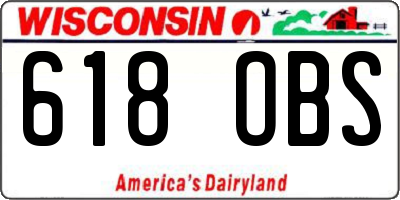 WI license plate 618OBS
