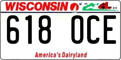 WI license plate 618OCE