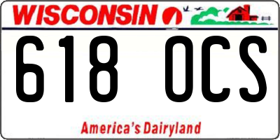 WI license plate 618OCS