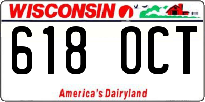 WI license plate 618OCT