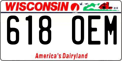 WI license plate 618OEM