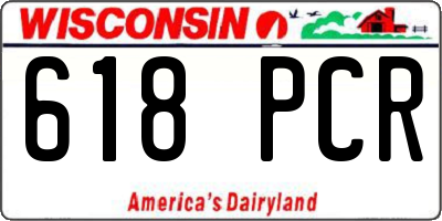 WI license plate 618PCR