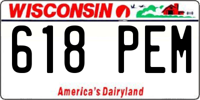 WI license plate 618PEM