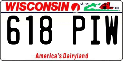 WI license plate 618PIW