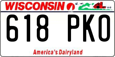 WI license plate 618PKO