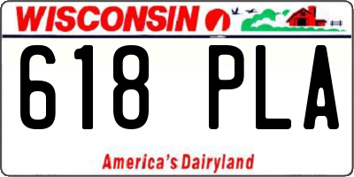 WI license plate 618PLA