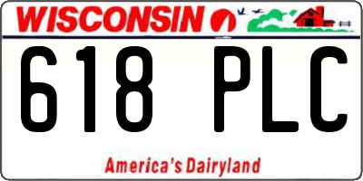 WI license plate 618PLC