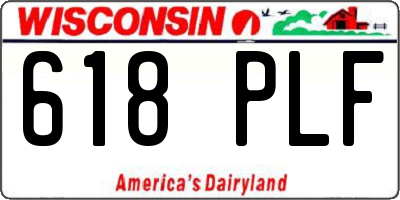 WI license plate 618PLF