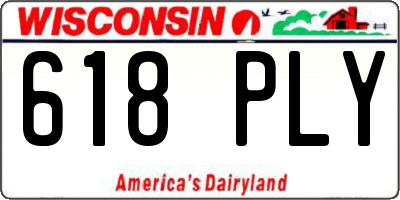 WI license plate 618PLY