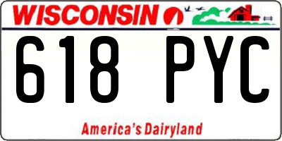 WI license plate 618PYC