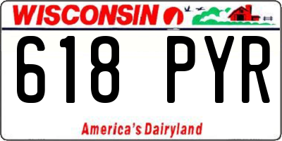 WI license plate 618PYR