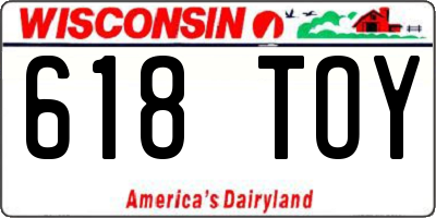 WI license plate 618TOY