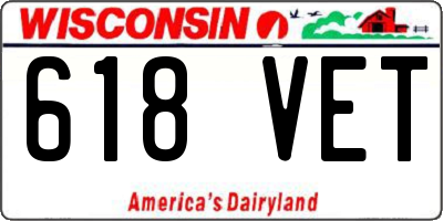 WI license plate 618VET