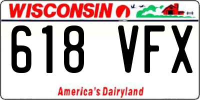 WI license plate 618VFX