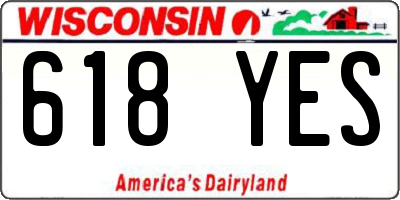 WI license plate 618YES