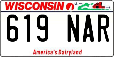 WI license plate 619NAR