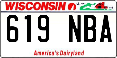WI license plate 619NBA