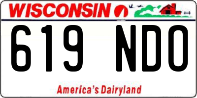 WI license plate 619NDO