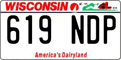 WI license plate 619NDP