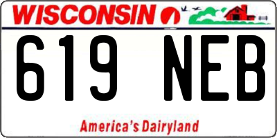 WI license plate 619NEB