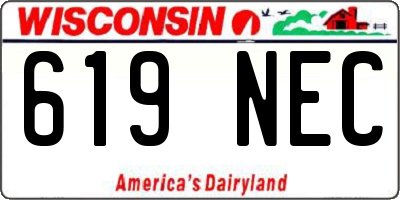 WI license plate 619NEC