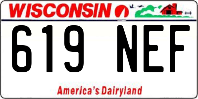 WI license plate 619NEF
