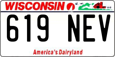 WI license plate 619NEV