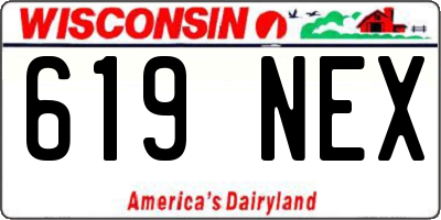 WI license plate 619NEX