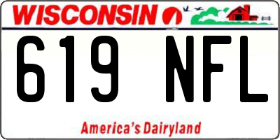 WI license plate 619NFL