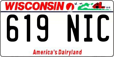 WI license plate 619NIC