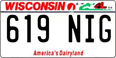 WI license plate 619NIG