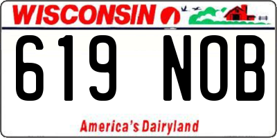 WI license plate 619NOB