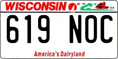 WI license plate 619NOC