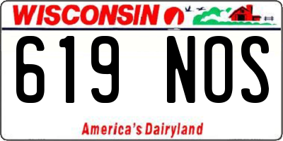 WI license plate 619NOS