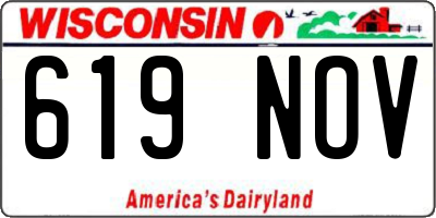 WI license plate 619NOV