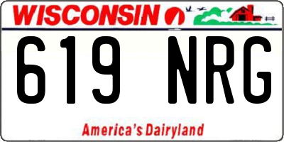 WI license plate 619NRG