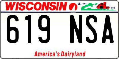 WI license plate 619NSA