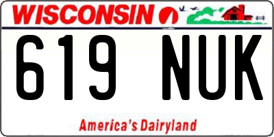 WI license plate 619NUK