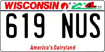 WI license plate 619NUS