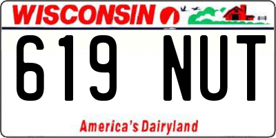 WI license plate 619NUT