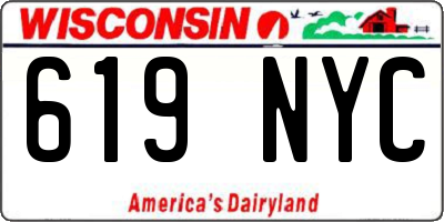 WI license plate 619NYC