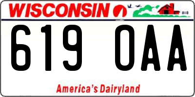 WI license plate 619OAA