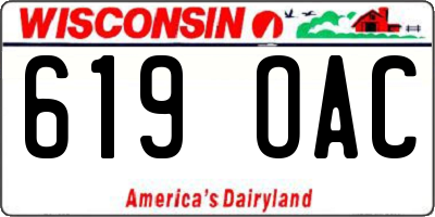WI license plate 619OAC
