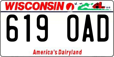 WI license plate 619OAD