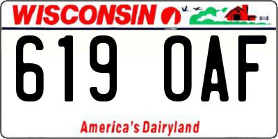 WI license plate 619OAF