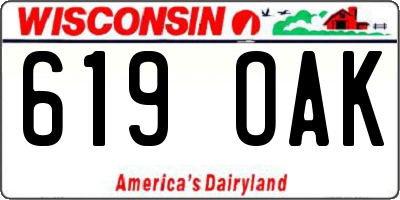WI license plate 619OAK
